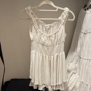 Urban Outfitters Ivory Smocked Top
